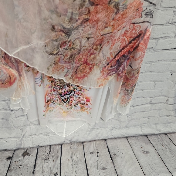 C.EST 1946 Tank Top W/ Matching Pattern Sheer Poncho Style Overlay Plus Sz 26/28 - Picture 7 of 11